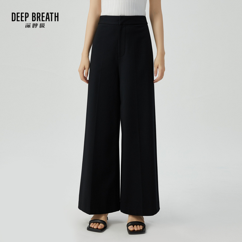 DEEP BREATH深呼吸女装 休闲通勤高腰四面弹阔腿裤长裤8100067