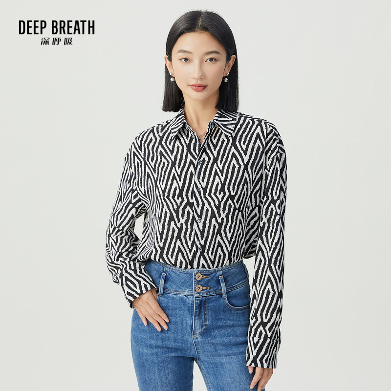 DEEP BREATH深呼吸女装 通勤长袖丝滑光泽衬衫8300125-1