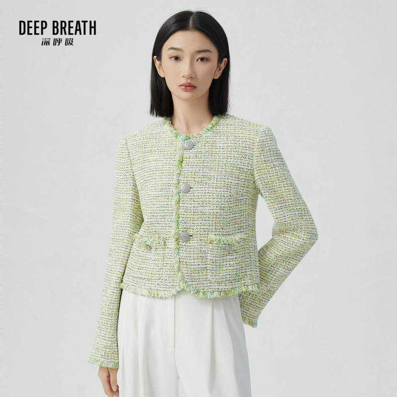 DEEP BREATH深呼吸女装  小香风圆领气质开衫外套8400073