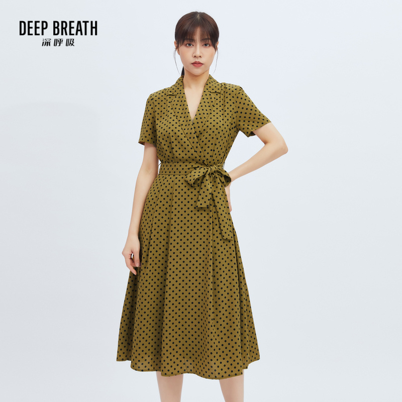 DEEP BREATH深呼吸女装 短袖波点衬衫连衣裙【附送腰带】8500109