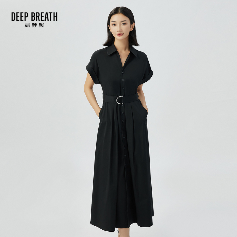 DEEP BREATH深呼吸女装 V型翻领高腰洋装连衣裙【附腰带】8500154