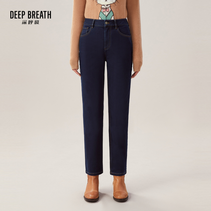 DEEP BREATH深呼吸女装 中腰烟管裤加绒裤长裤A100144