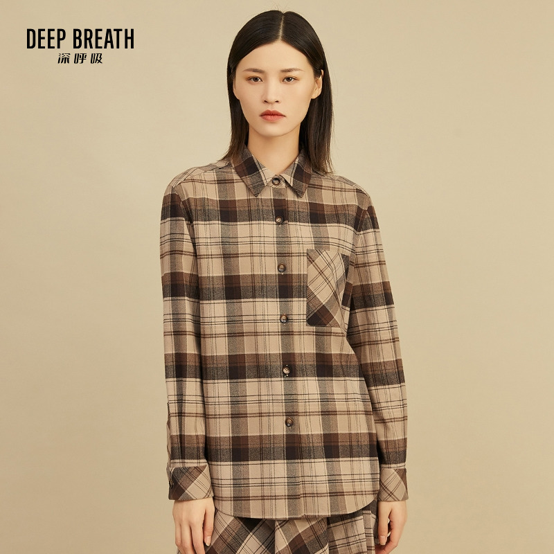 DEEP BREATH深呼吸女装 复古格纹衬衫A300862