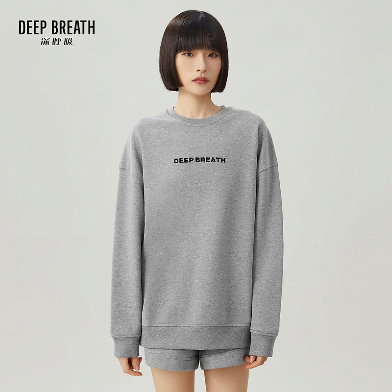 DEEP BREATH深呼吸女装 刺绣字母圆领卫衣A301180