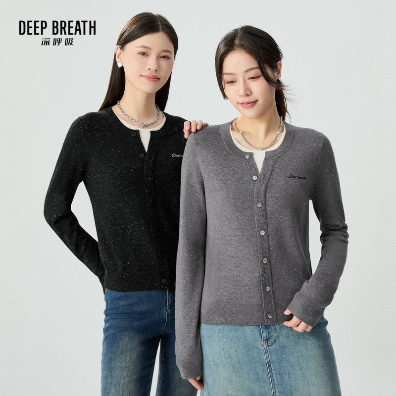 DEEP BREATH深呼吸女装 假两件拼色刺绣套头针织衫A301684