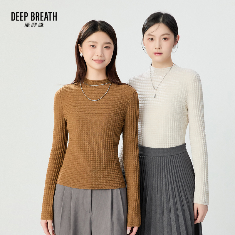 DEEP BREATH深呼吸女装 烟管领金银丝华夫格毛针织衫A301713