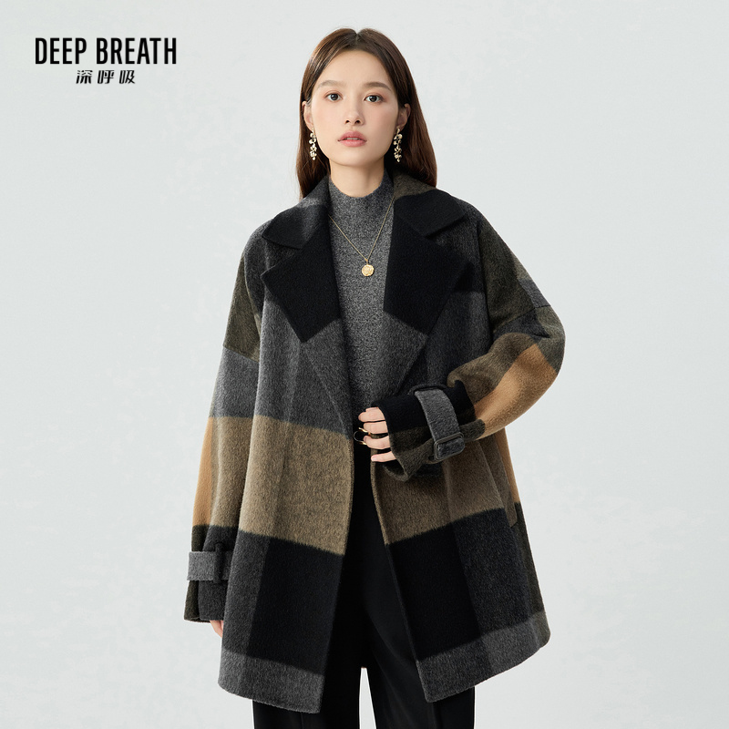 DEEP BREATH深呼吸女装 翻领双面毛呢大衣【附腰带】A401244