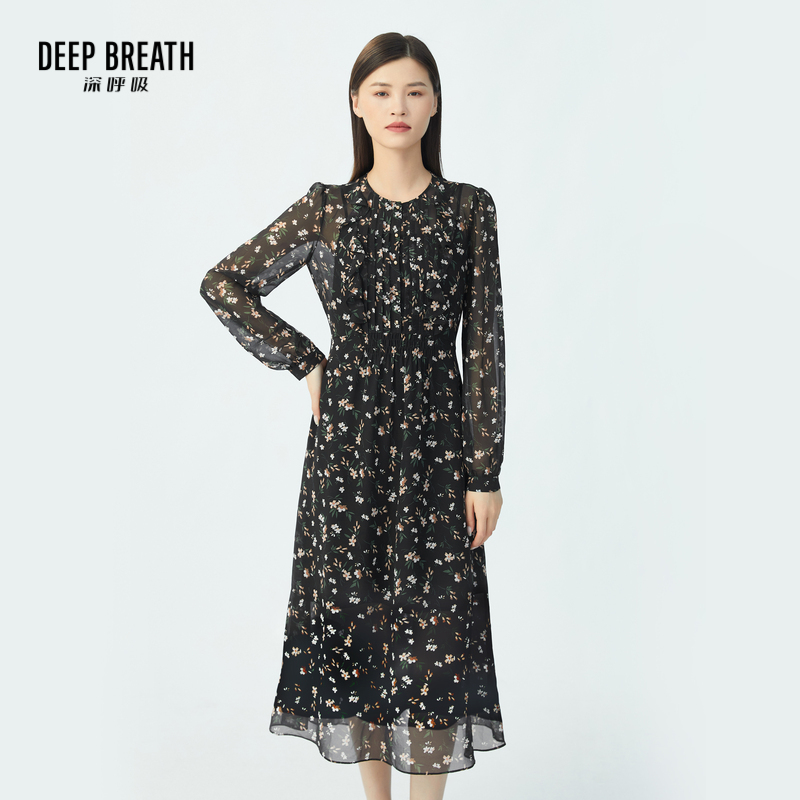 DEEP BREATH深呼吸女装 碎花收腰长裙连衣裙 （附吊带裙）A500195