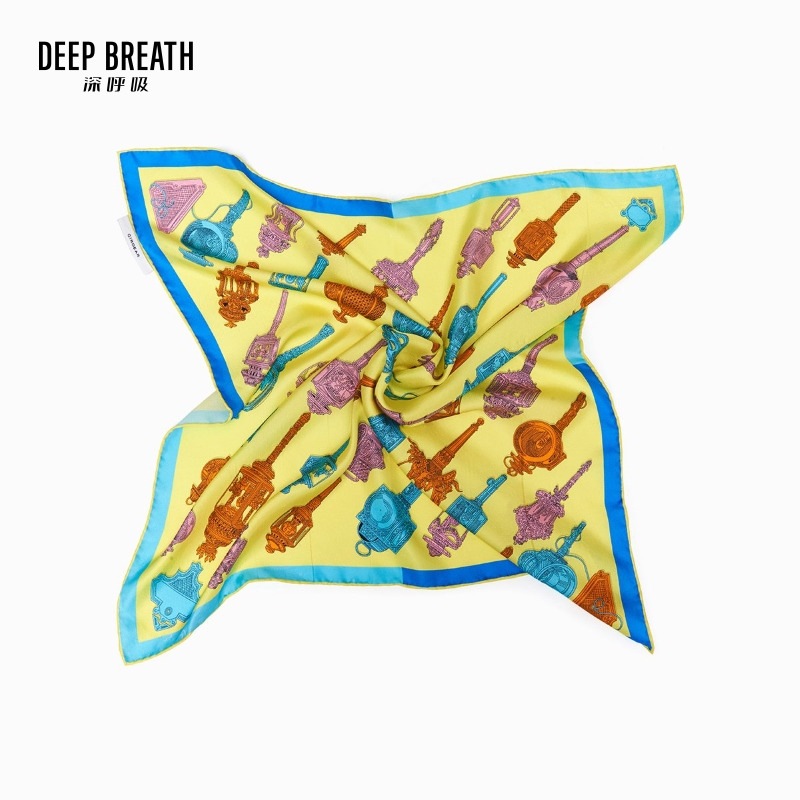 DEEP BREATH深呼吸配饰 花色丝绸图案桑蚕丝丝巾方巾A800011