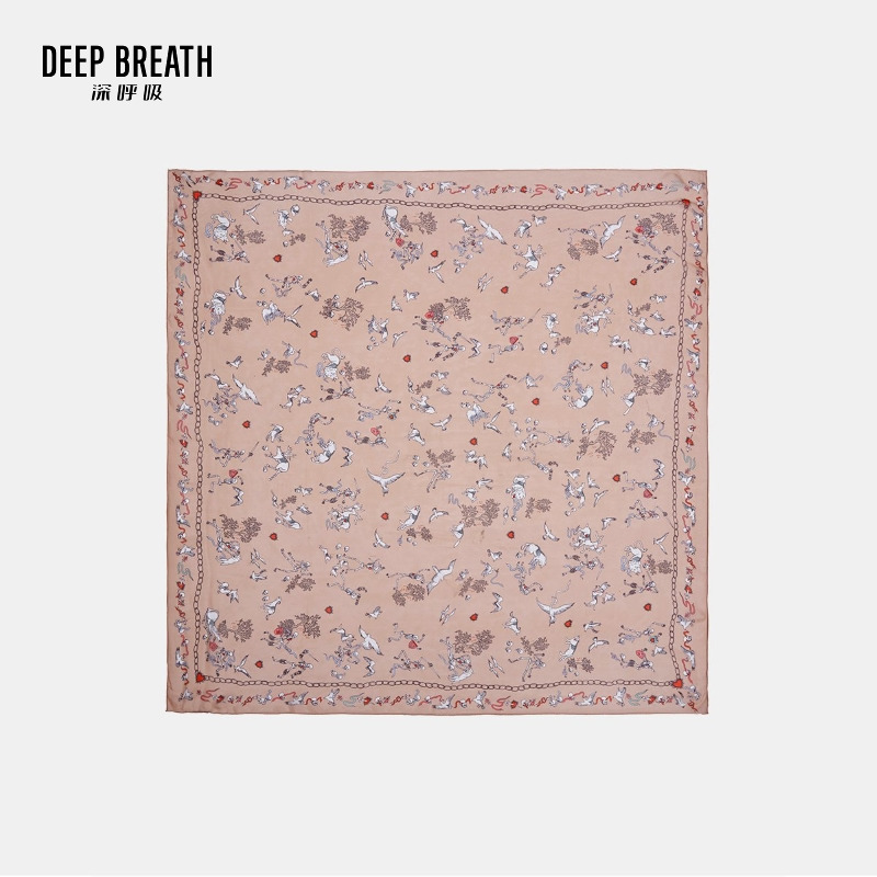 DEEP BREATH深呼吸配饰 简约气质花色桑蚕丝丝巾A800037