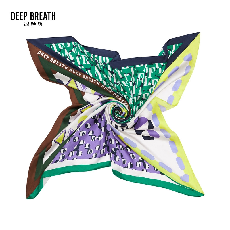 DEEP BREATH深呼吸配饰 造型撞色桑蚕丝丝巾A800088