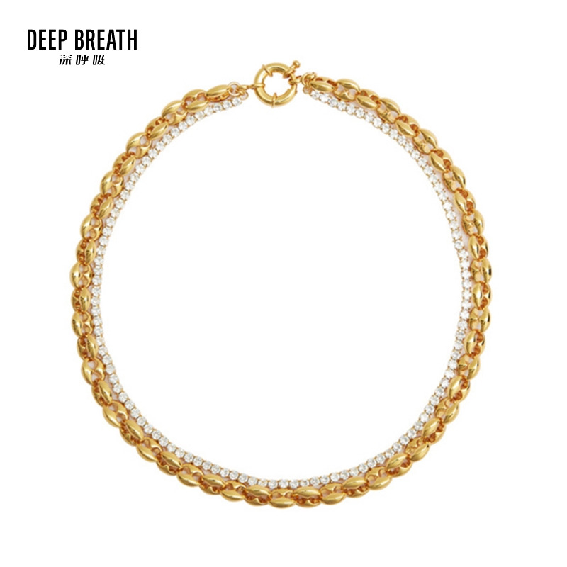 DEEP BREATH深呼吸配饰 双层镶钻金属小众项链A900151