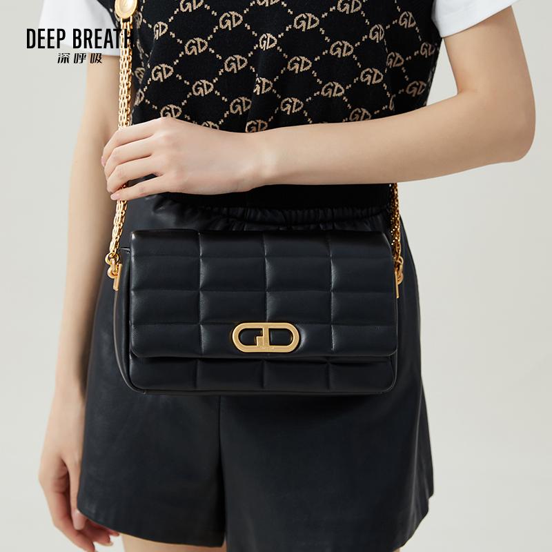 DEEP BREATH深呼吸女包 巧克力长方格五金链条小香包单肩斜挎女包AB10213