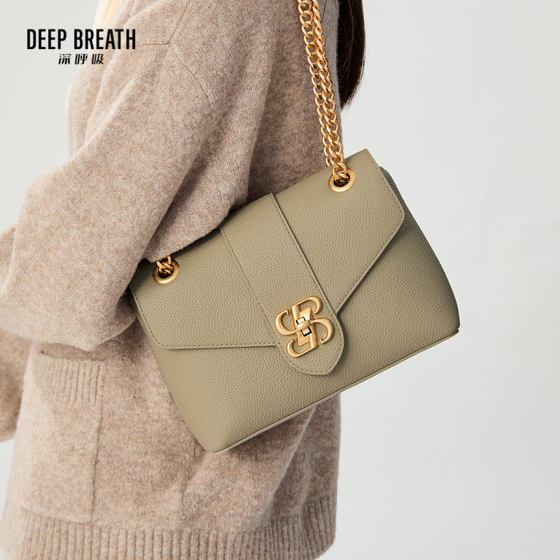 DEEP BREATH深呼吸女包 新款牛皮通勤信封包单肩斜挎包AB10255