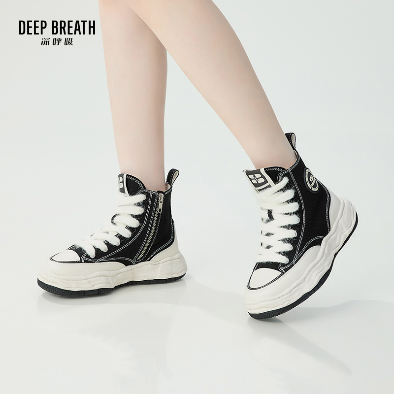 DEEP BREATH深呼吸女鞋 帆布高帮溶解底休闲鞋帆布鞋女AX12274