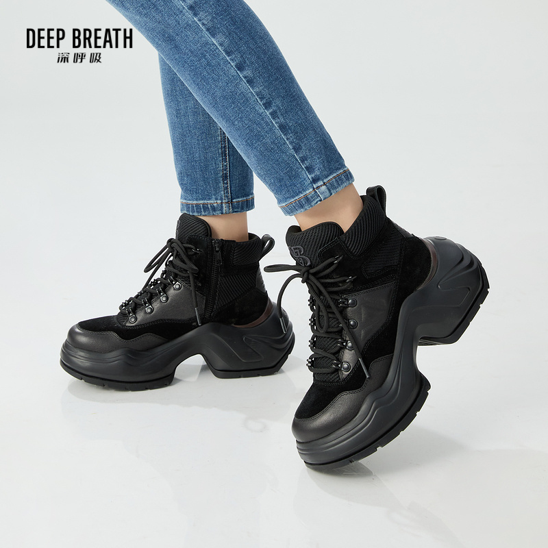 DEEP BREATH深呼吸女鞋 新款厚底绑带休闲鞋女鞋AX12283