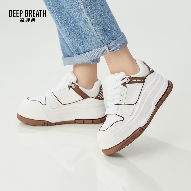 DEEP BREATH深呼吸女鞋 厚底板鞋绑带休闲鞋小白鞋AX12291