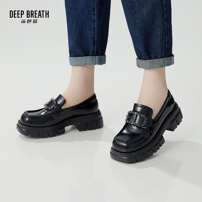 DEEP BREATH深呼吸女鞋 春夏牛皮超轻盈XL厚底一脚蹬单鞋乐福鞋女鞋AX13104