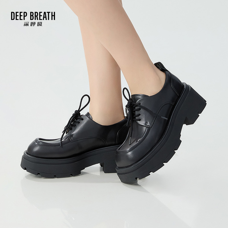 DEEP BREATH深呼吸女鞋 夏季英伦学院风绑带厚底增高绅士鞋德比鞋AX13105