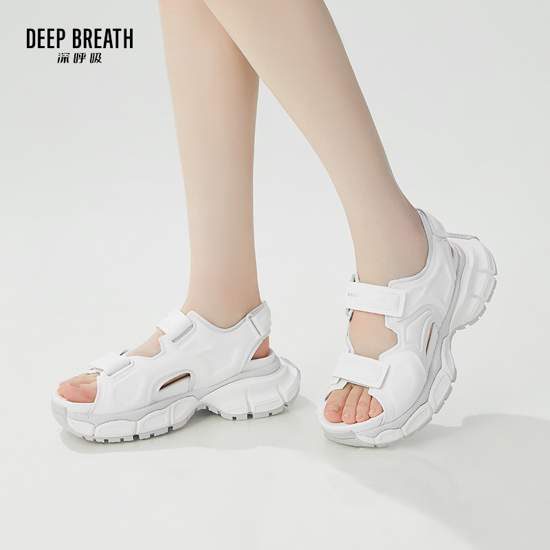 DEEP BREATH深呼吸女鞋 夏季休闲魔术贴厚底凉鞋女AX14110