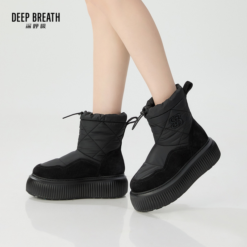 DEEP BREATH深呼吸女鞋 厚底冰上防滑收口羊毛保暖布面雪地靴保暖靴女靴AX15229