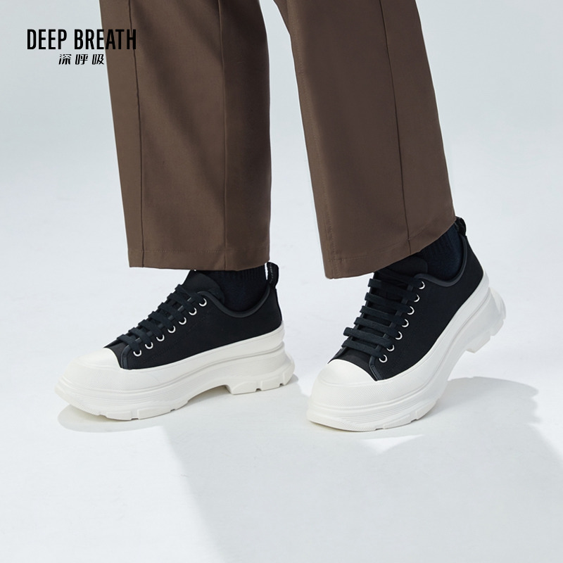 DEEP BREATH深呼吸男鞋 厚底帆布绑带低帮休闲鞋厚底鞋男鞋AX20030