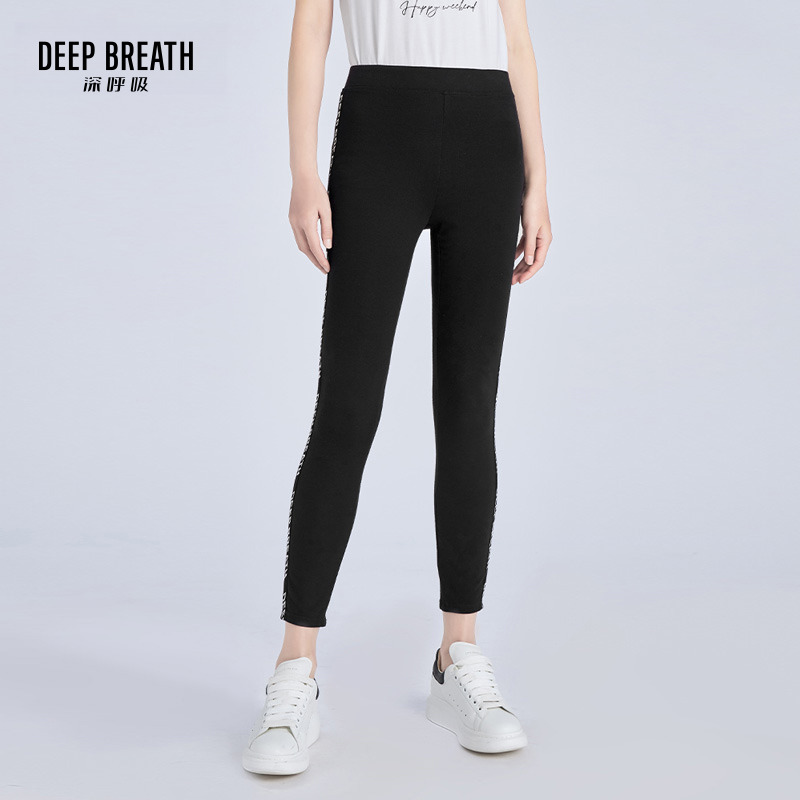 DEEP BREATH深呼吸女装 修身字母织带运动裤A100041