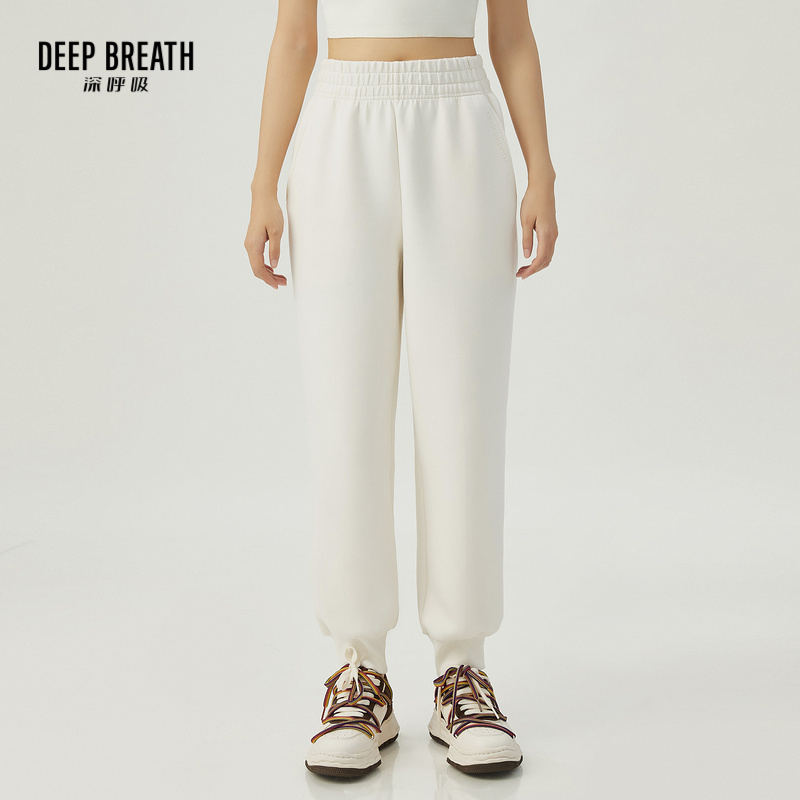 DEEP BREATH深呼吸女装 休闲运动太空棉卫裤高腰束脚裤A100292