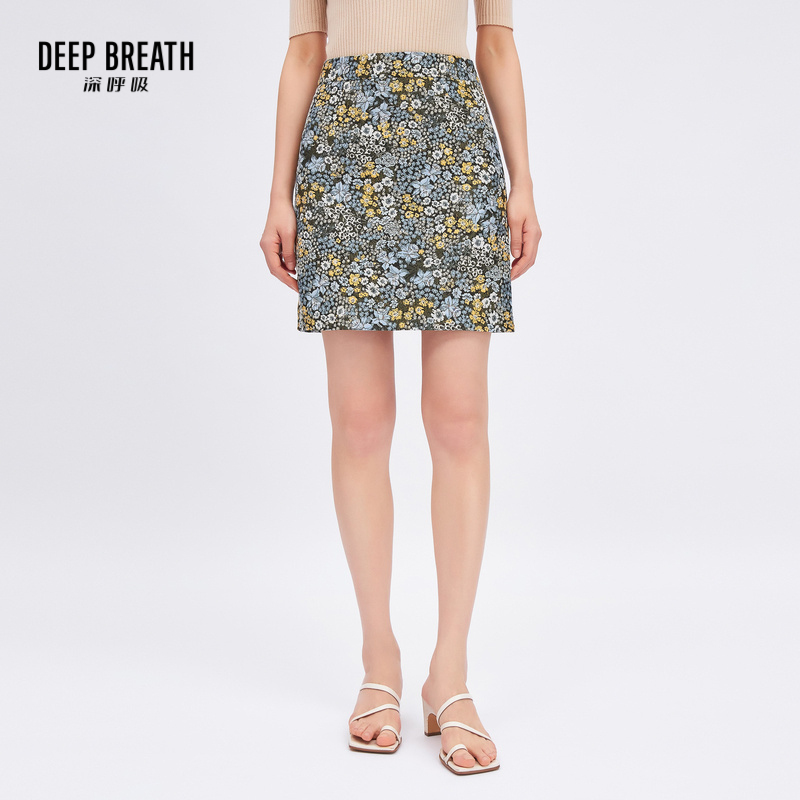 DEEP BREATH深呼吸女装 高腰提花A字裙半裙A200141
