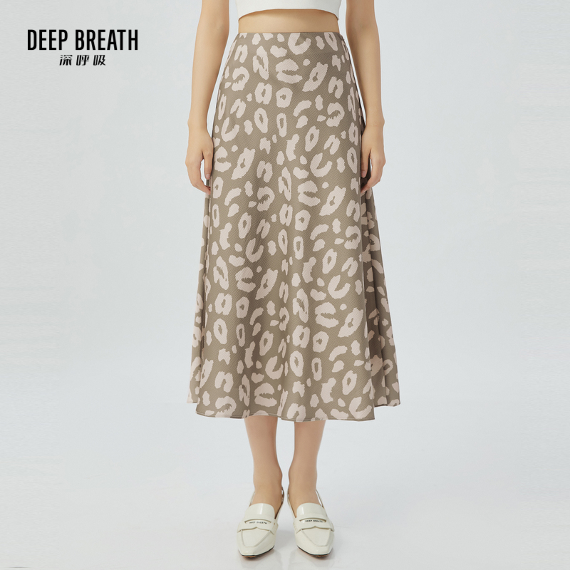 DEEP BREATH深呼吸女装 通勤高腰直筒中长款肌理半身裙A200216