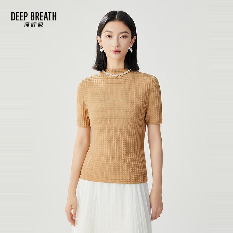 DEEP BREATH深呼吸女装 小烟管领三醋酸金银丝针织衫上衣A301240