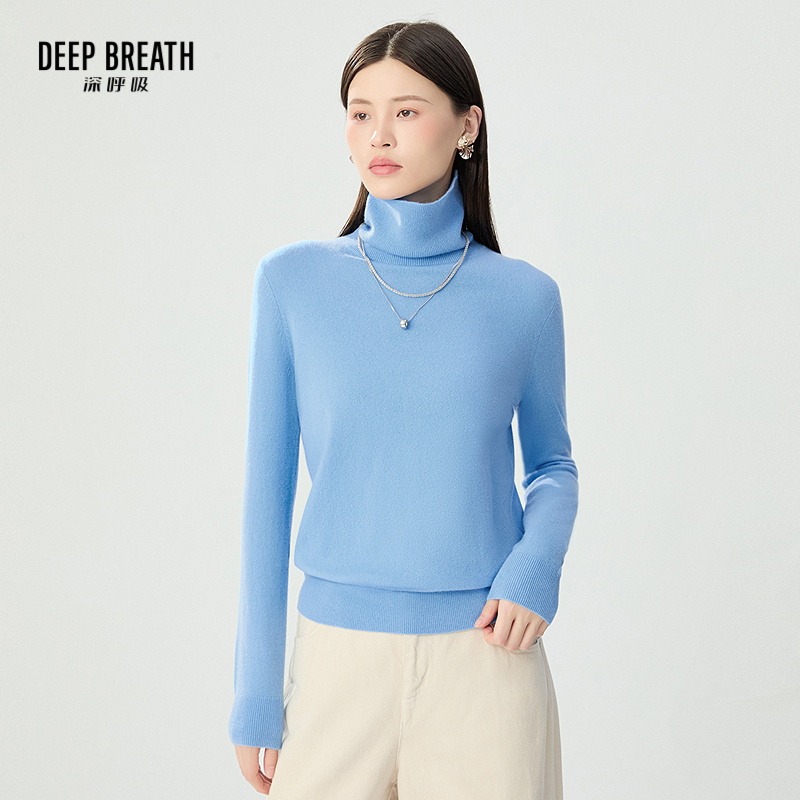 DEEP BREATH深呼吸女装 100%山羊绒高领套头针织衫A301601