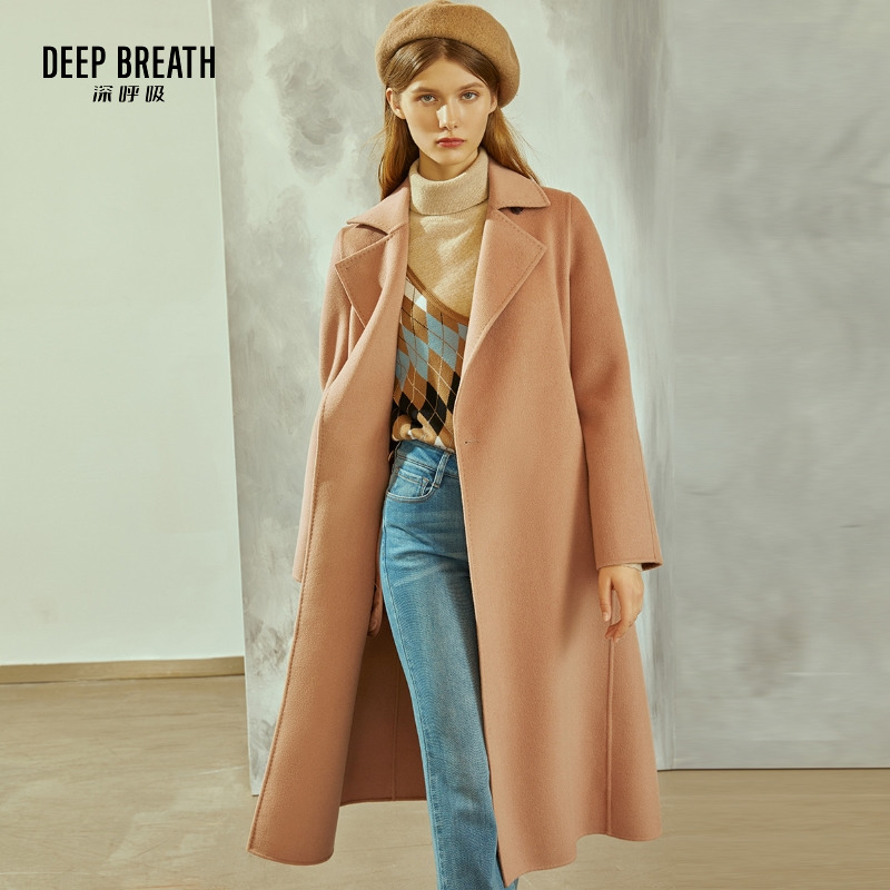 DEEP BREATH深呼吸女装 翻领双面呢大衣外套A400512