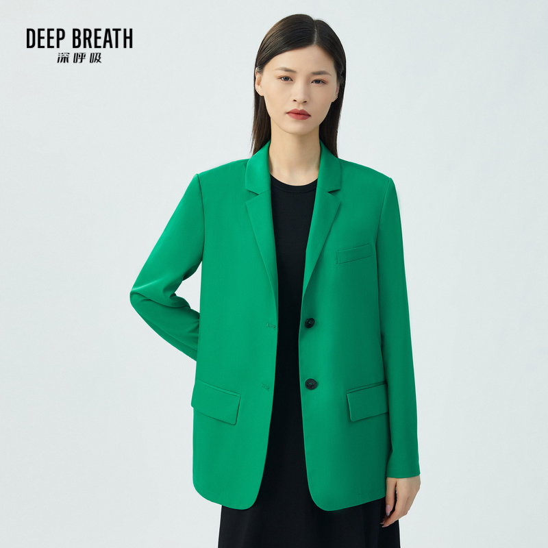 DEEP BREATH深呼吸女装 翻驳领单排扣直筒格纹薄西装A400692-1