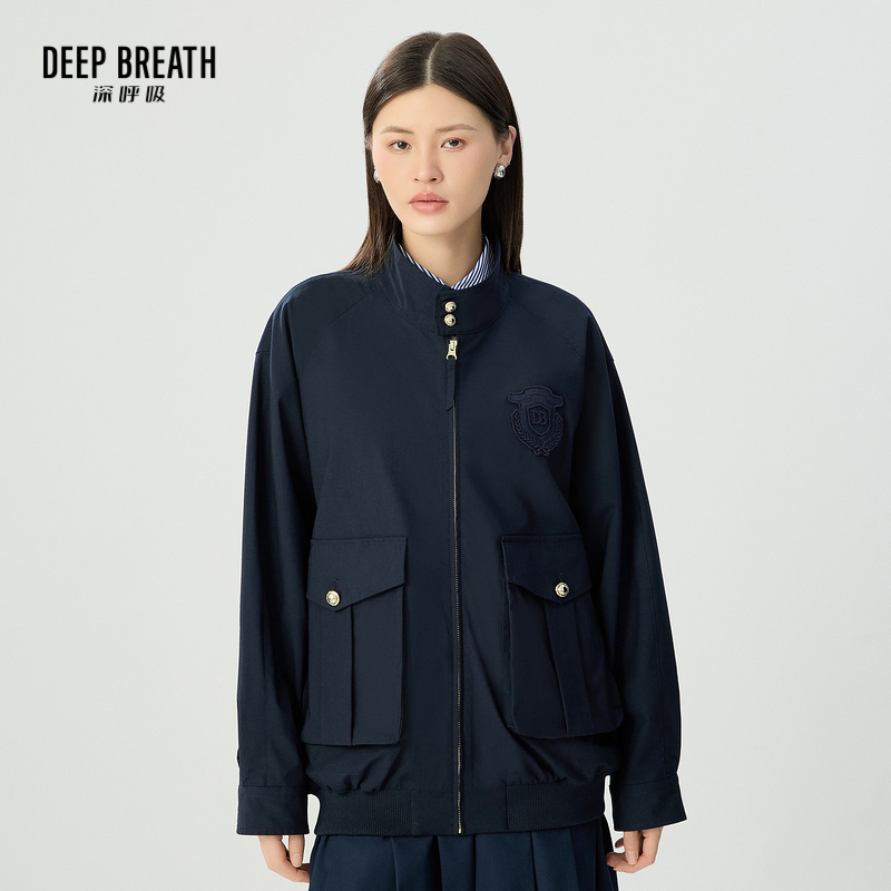 DEEP BREATH深呼吸女装 廓形纯色大口袋翻领休闲外套A401260