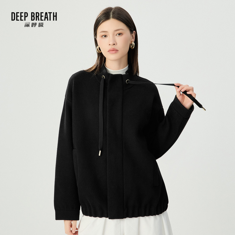 DEEP BREATH深呼吸女装 廓形立领拉链长袖针织外套A401334