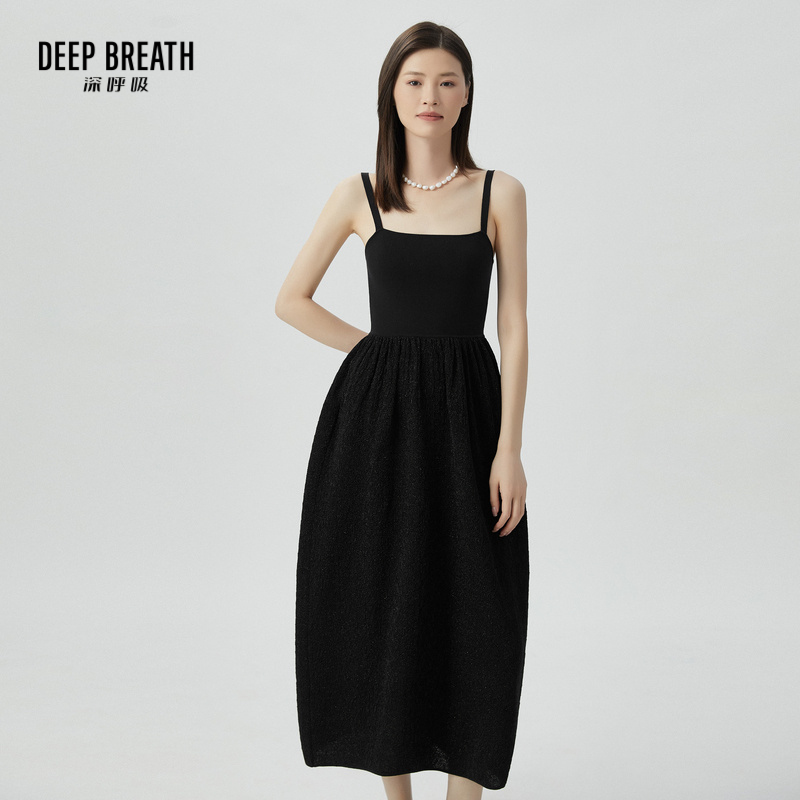 DEEP BREATH深呼吸女装 方领吊带葱纱花苞裙摆洋装连衣裙A500246