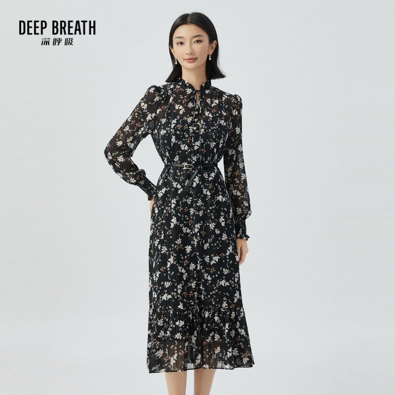 DEEP BREATH深呼吸女装 木耳领长袖连衣裙【附吊带裙、腰带】A500259