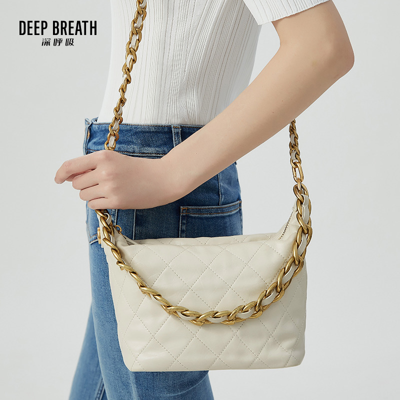DEEP BREATH深呼吸女包 小香风菱格饭盒包软包单肩斜挎手提包AB10190