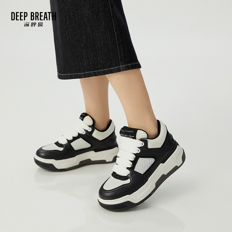 DEEP BREATH深呼吸女鞋 运动板鞋女低帮百搭休闲厚底泡芙鞋AX12248