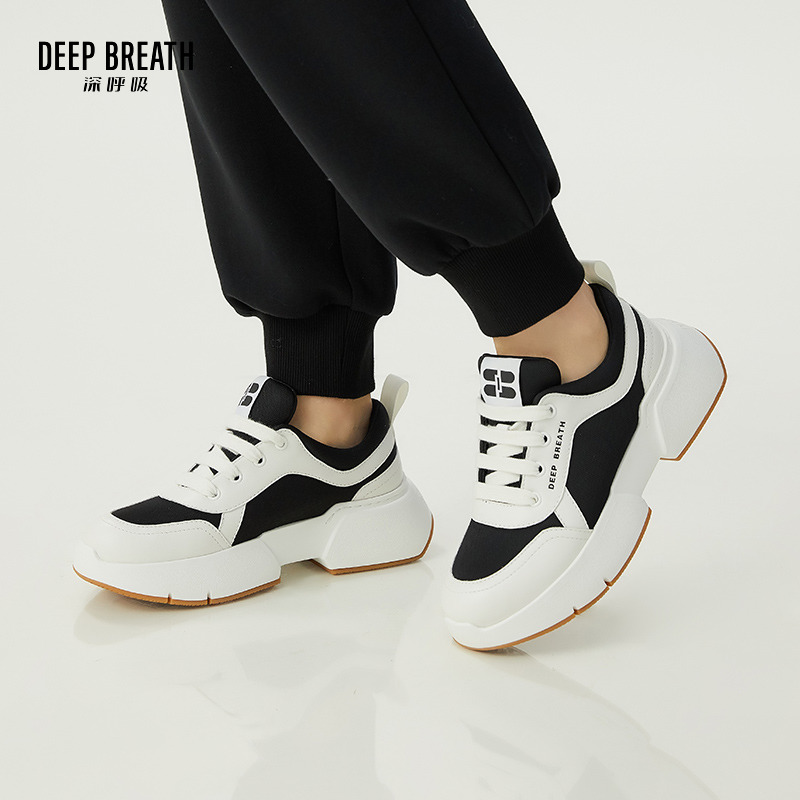 DEEP BREATH深呼吸女鞋 熊猫鞋增高厚底鞋运动休闲鞋AX12253