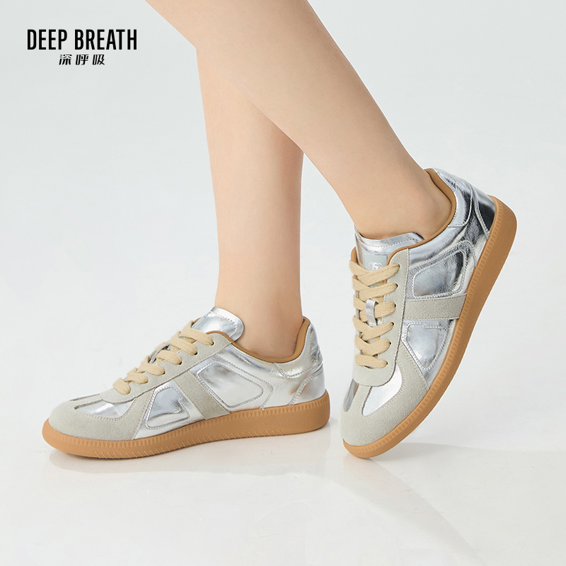 DEEP BREATH深呼吸女鞋 夏季休闲圆头复古拼色德训鞋板鞋女AX12273