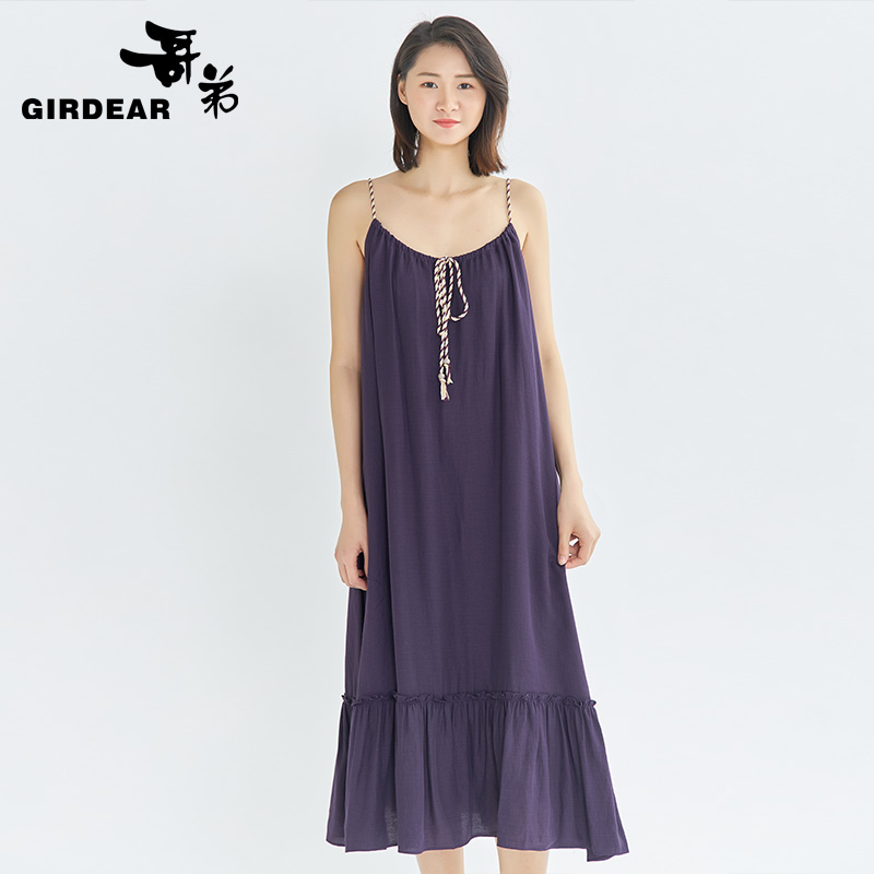 哥弟女装 吊带洋装荷叶边裙1500283