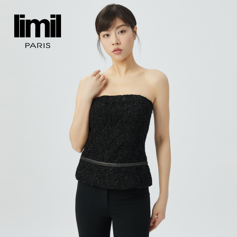 丽米儿limil 经典小香风花呢收腰抹胸9300058