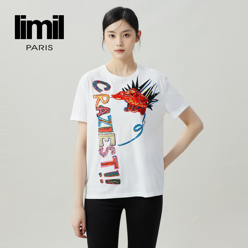  丽米儿limil ”彩虹刺猬”色彩时尚质感宽松T恤9300073
