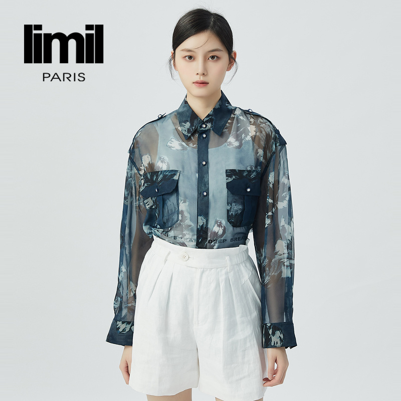 丽米儿limil 高级限量款通透绣花衬衫9300094