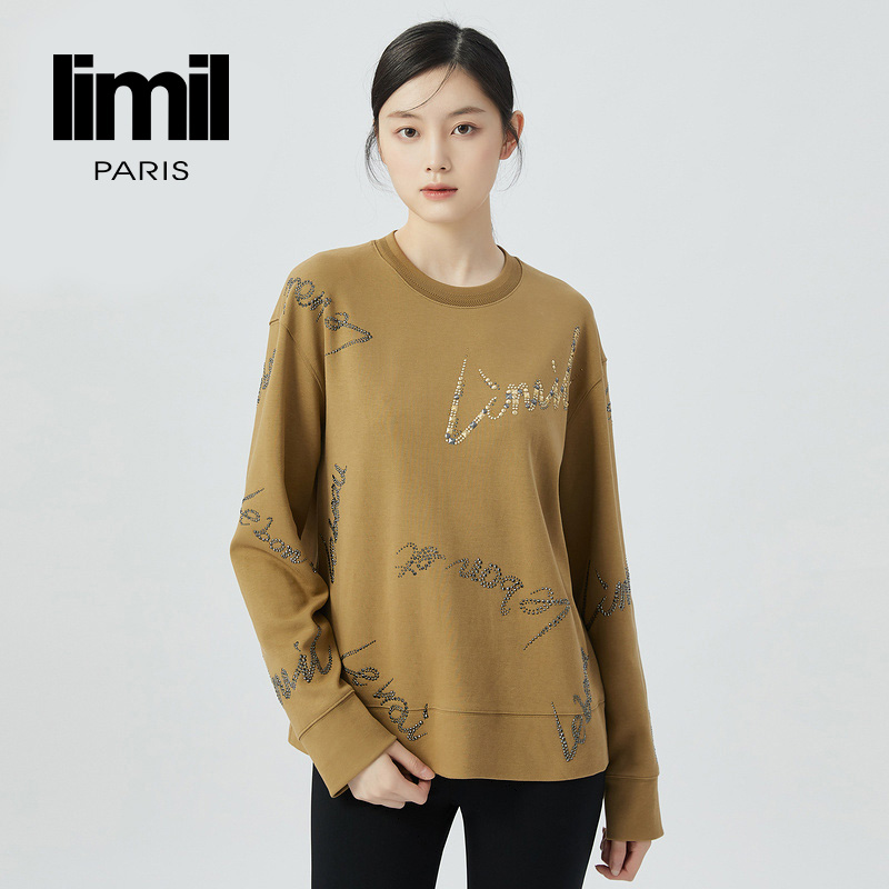 丽米儿limil 简约时尚圆领卡通贴花圆领卫衣9300107