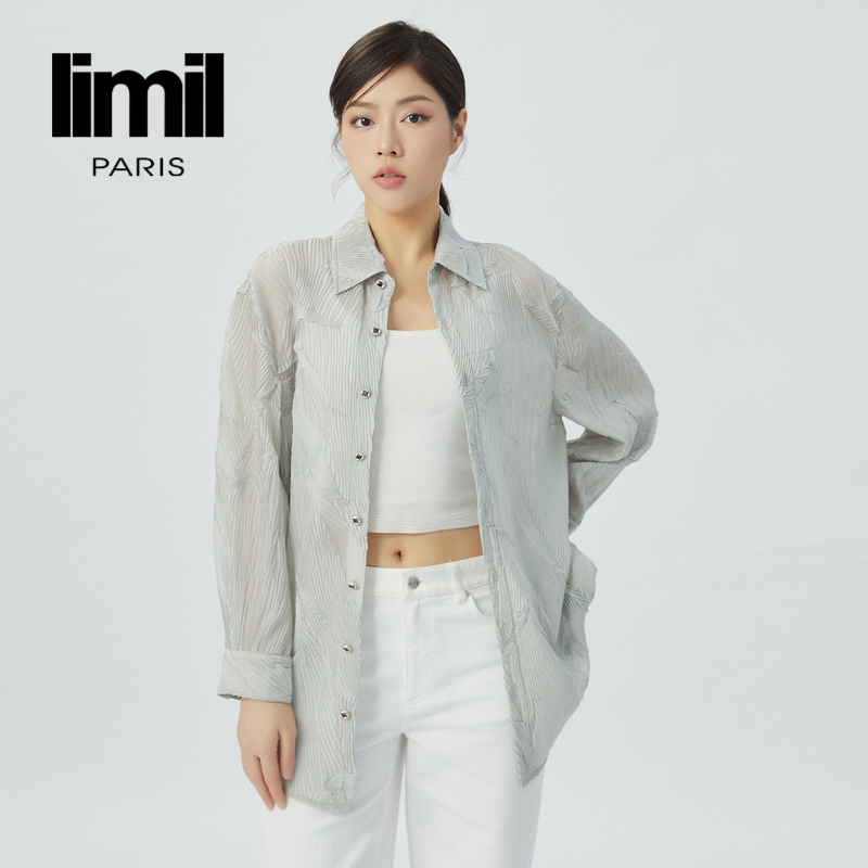 丽米儿limil 压褶乱褶长袖衬衫9300115