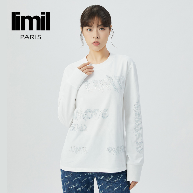 丽米儿limil 高级款简约贴钻圆领卫衣9300130