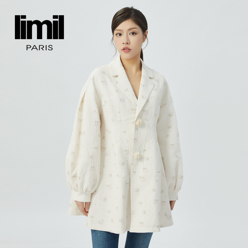 丽米儿limil高级肌理感提花钉珠扣洋装式外套女9400102-2